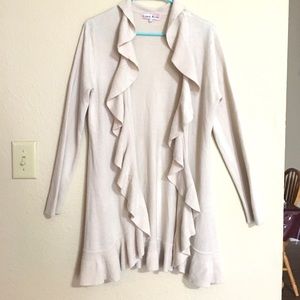 Women’s long cardigan creamish/ off white colored.
